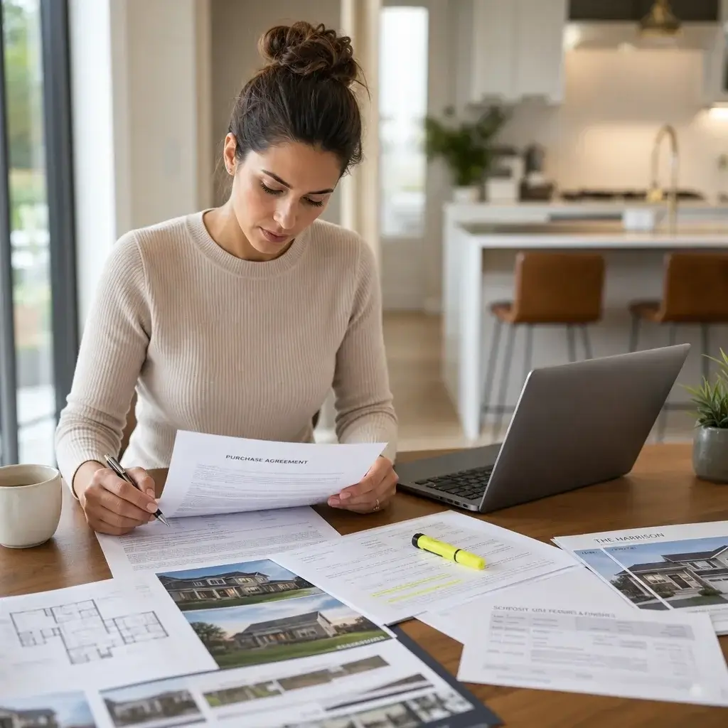 Person reviewing documents at a table